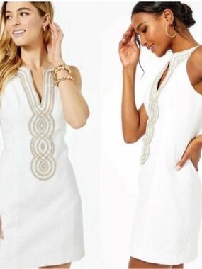 Lilly Pulitzer White and Gold Mini Dress